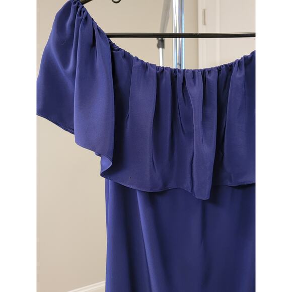 Amanda Uprichard Navy Blue Silk Ruffle Mini Dress - Picture 6 of 8